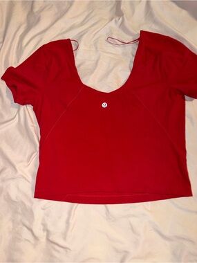 lululemon athletica Red Scoop-Back Short Sleeve Crop Top